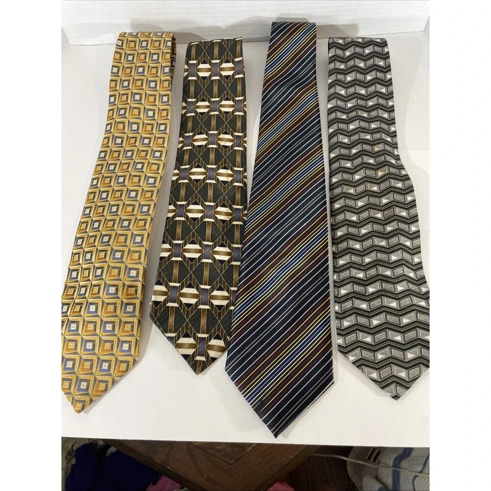 Vintage Men’s Necktie Lot Mixed Silk Polyester Geometric Abstract Floral 90s Y2K